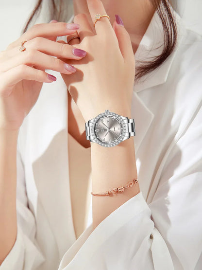 LIGE elegant women's watch Fashion waterproof clock luminous stainless steel business quartz watch for Women reloj de mujer+BOX