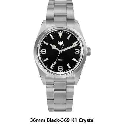 Watchdives WD1016 V3 Quartz Watch 37mm Stainless Steel Case Sapphire Vintage Watch  VH31 Sweep Movemet 100m Waterproof Men Watch