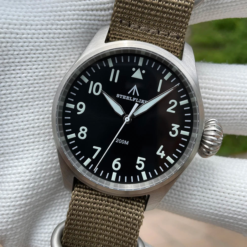 STEELFLIER Official SF743 Pilot VH31 Quartz Movement Big Onion Crown 200M Waterproof Sapphire Crystal Luxury Dive Luminous Watch