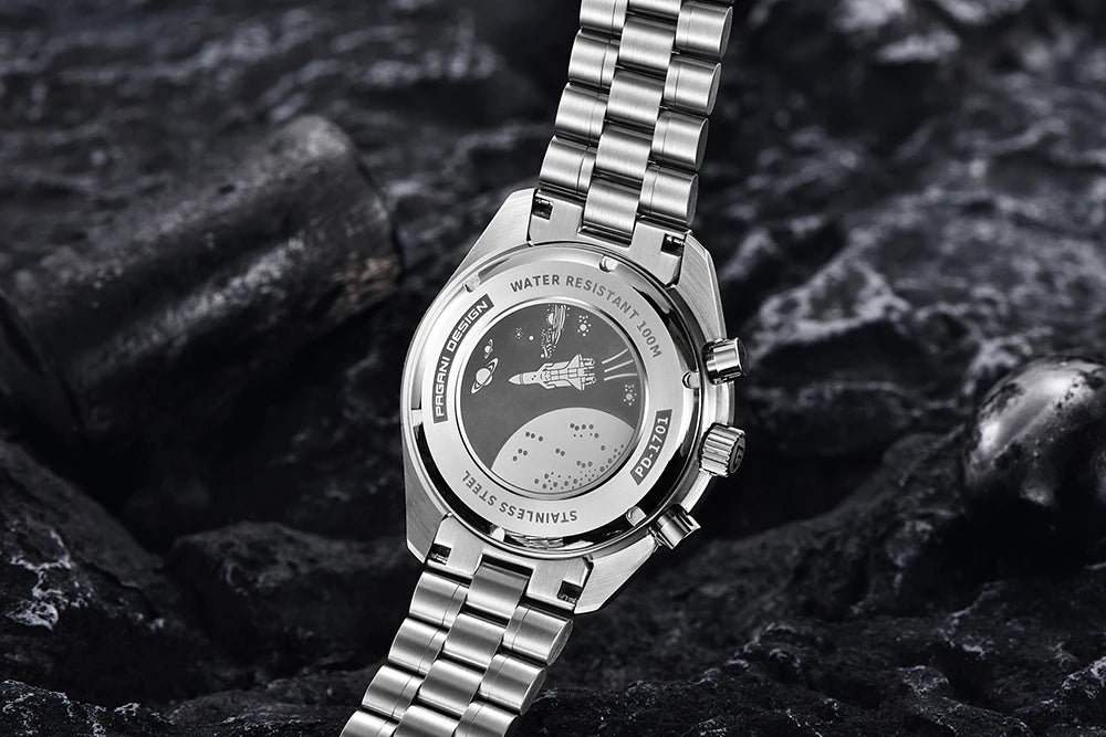 PAGANI DESIGN 2026 New Moon Watch Retro Luxury Quartz Watches For Men Stainless steel Luminous waterproof Sport Chronograph Man