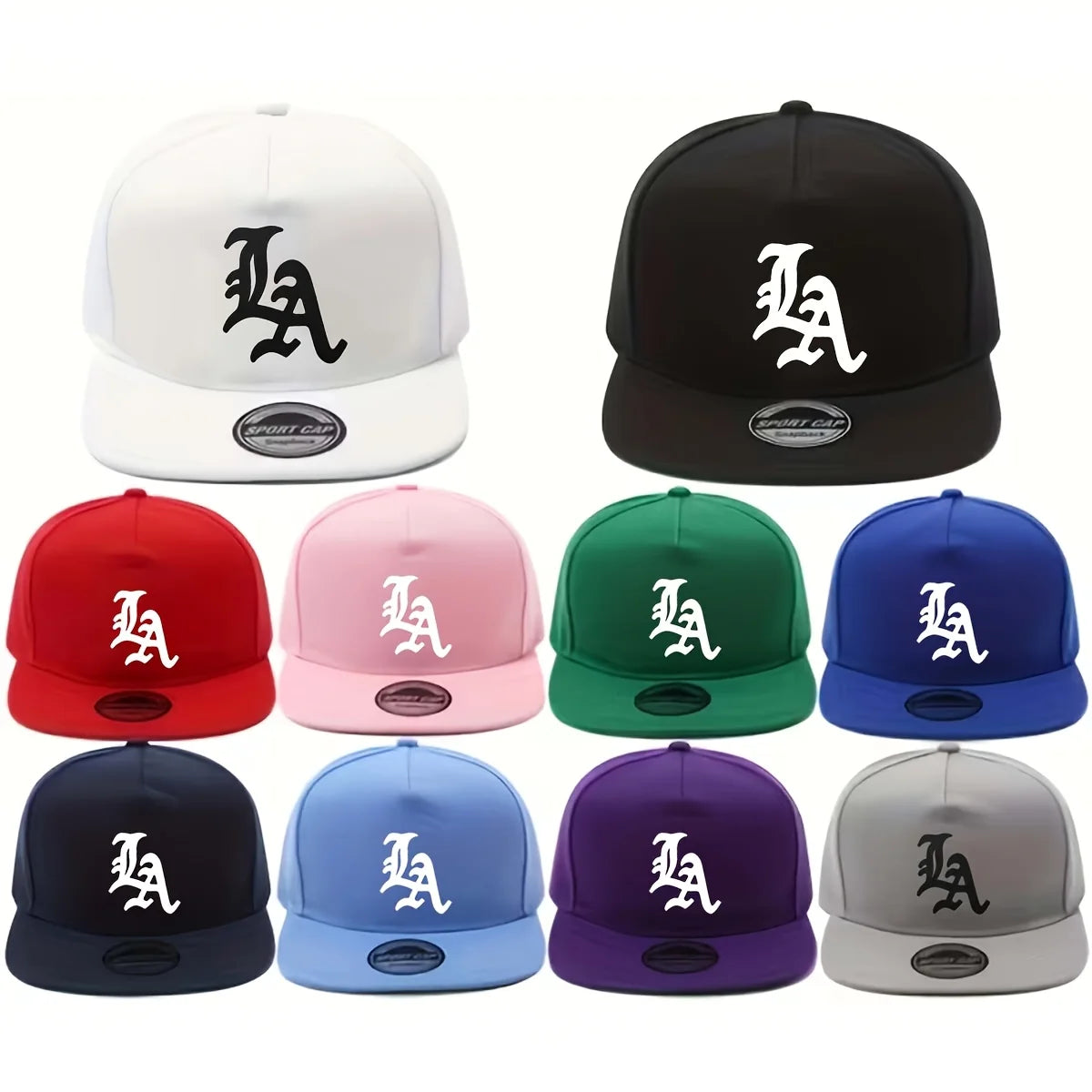 1pc "LA" Letters Print Snapback Cap-Adjustable,Funky Street Hip-Hop Style,Breathable Baseball Hat with Flat Brim for Men & Women