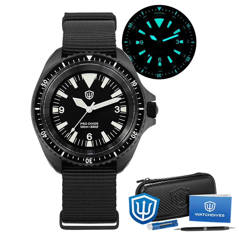 Watchdives WD1980 V3 Quartz Watch 100m Waterproof BGW9 Luminous Nylon Strap Watch Sapphire VH31 Movement Men Watch with Gift Box