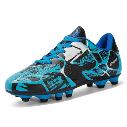 Chaussures de football pour jeunes enfants AG, crampons pour terrain ferme, lacets, antidérapantes, pour garçons et filles, chaussures de football pour adolescents, chaussures d'entraînement professionnelles.