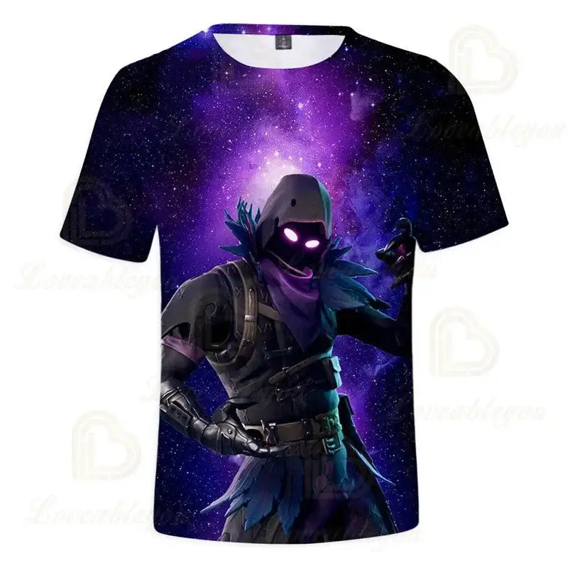 T-shirt Fortnite para Meninos, Tops Infantis de Verão, Roupa de Criança com Gráficos 3D Divertidos do Jogo Battle Royale, T-shirt para Crianças Pequenas e Meninas