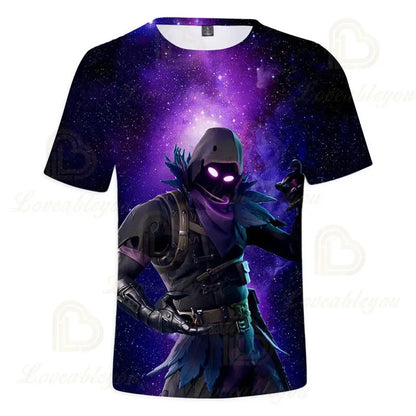 T-shirt Fortnite para Meninos, Tops Infantis de Verão, Roupa de Criança com Gráficos 3D Divertidos do Jogo Battle Royale, T-shirt para Crianças Pequenas e Meninas