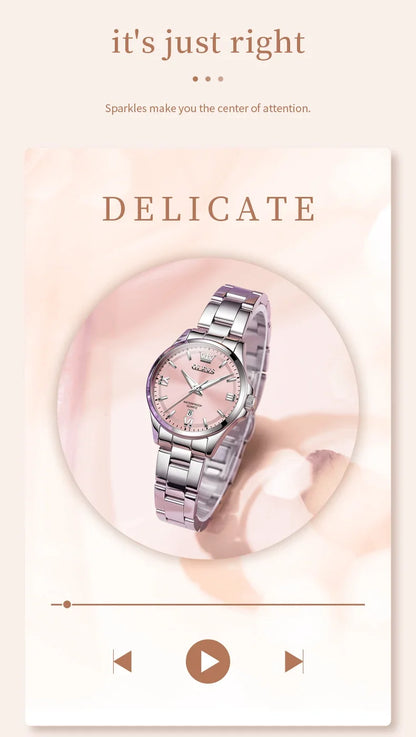 OLEVS 3668 Women Watch Luxury Original Waterproof Stainless Steel Quartz Watch Roman Automatic Date Women Watch Reloj Para Mujer