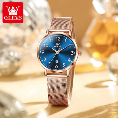 OLEVS New Woman Watch Luxury Brand Quartz Watch Elegant Rose Gold Digital Waterproof Watches Simple Bracelet Women's Watch 5653