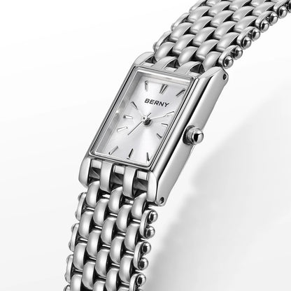 BERNY Square Watch for Women Quartz Ladies Wristwatches Stainless Steel Women Small Dial Watch Luxury Casual Fashion Watches