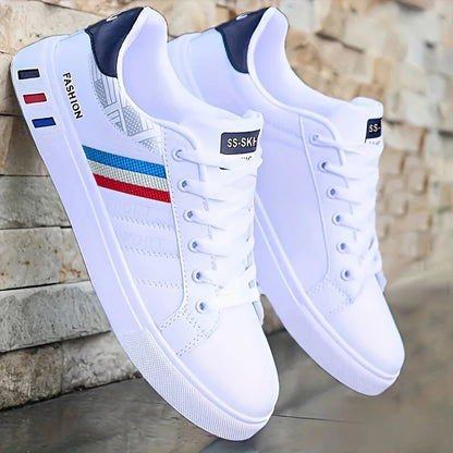 Zapatillas informales para hombre, zapatillas de skate, zapatillas planas de PU, zapatillas para estudiantes, zapatillas para actividades al aire libre, zapatillas urbanas, zapatillas con cordones para caminar, tallas grandes 48