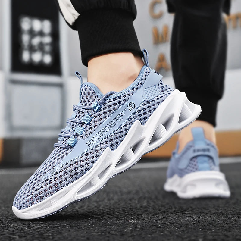 2025 New Summer Sneakers Men Mesh Breathable Running Tennis Shoes Outdoor Sports Tenis Masculino White Casual Walking Shoes Size