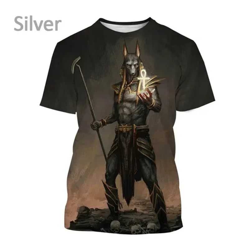 Grim Reaper Anubis T-shirts 3D-tryckt forntida egyptisk gud T-shirt Egyptens öga Farao Mode Harajuku kortärmad T-shirt