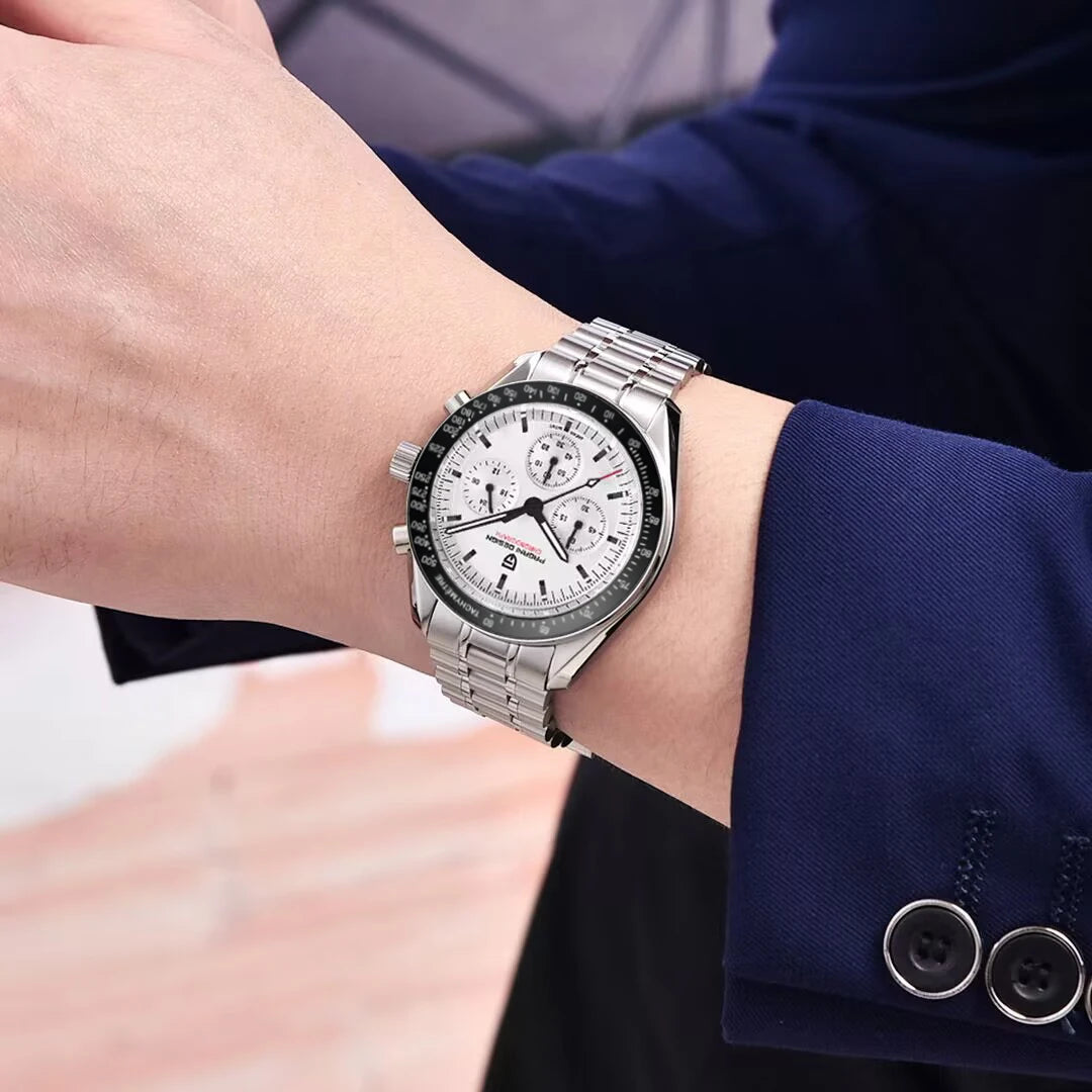 PAGANI DESIGN 2026 New Moon Watch Retro Luxury Quartz Watches For Men Stainless steel Luminous waterproof Sport Chronograph Man