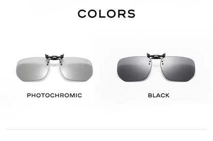 CAPONI New Sunglasses Clip For Men Square Polarized Photochromic Glasses Clip Flipped Up Protect Eyes Light Clip On Frame BS1103