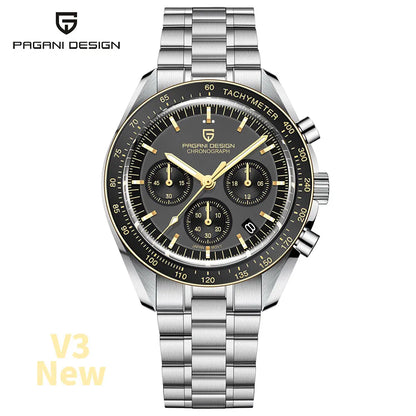 PAGANI DESIGN 2026 New V6 Moon Watches Men Luxury Quartz Watch For Men Speed Sport Chronograph AR Sapphire crystal Wristwatch