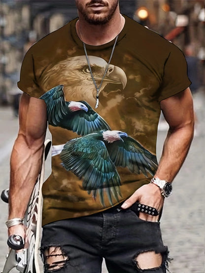 Fashion Eagle Grafik-T-Shirts Luxus-T-Shirt Sommer-T-Shirts für Herren Freizeit-Oberteile Kurzarm-T-Shirt 3D-Druck Herrenbekleidung