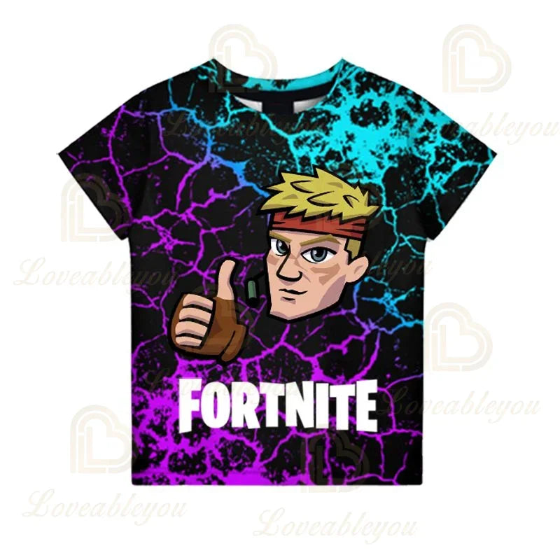 Detské letné tričko Fortnite Victory Royale Ninja Fashion 3D s krátkym rukávom, detské oblečenie s kreslenou potlačou