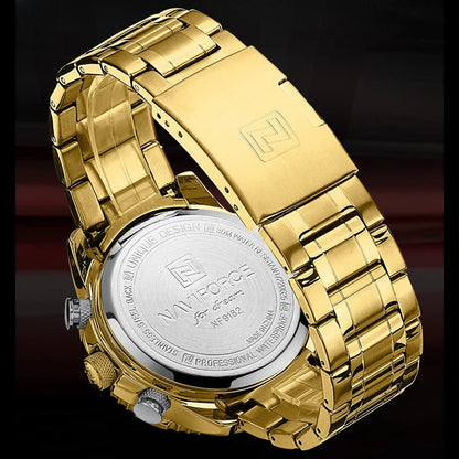 Montre de sport pour homme NAVIFORCE – Montre-bracelet originale de luxe en acier inoxydable, modèle militaire étanche à double affichage