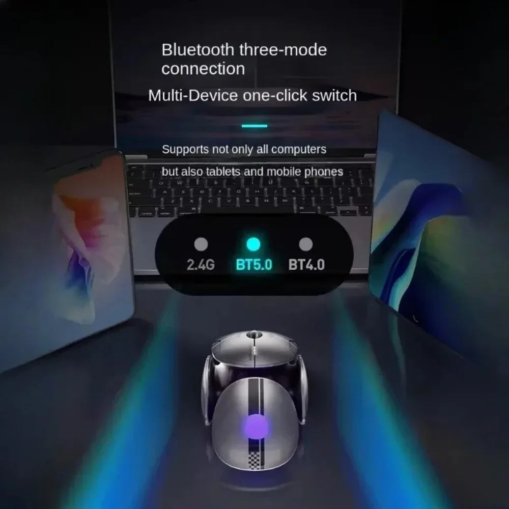 Inphic X2 trostruki način rada metalni Bluetooth bežični miš, tihi, punjivi, s e-sport pozadinskim osvjetljenjem, gaming dodatak za PC i prijenosna računala, poklon