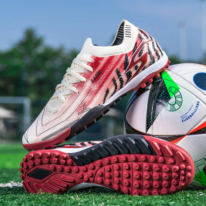Chaussures de football TF pour hommes, tige en PU flexible, semelle en caoutchouc résistante à l'usure, crampons de football unisexes pour jouer sur terrain synthétique en extérieur