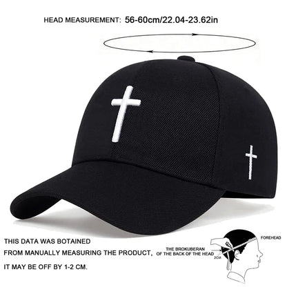 Unisex Cross Embroidery Baseball Caps Outdoor Adjustable Spring and Autumn Casual Sunscreen Hat