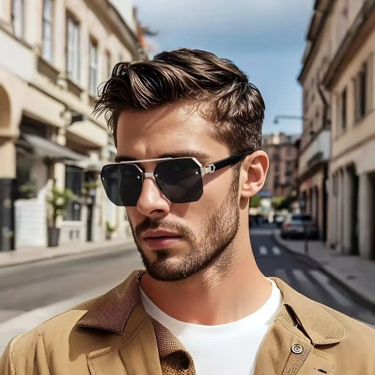 2026New Man Woman Sun Glasses Fashion Versatile UV400 Sunglasses High Quality Half-Frame Shades Unisex Double Beam Design Sunnie