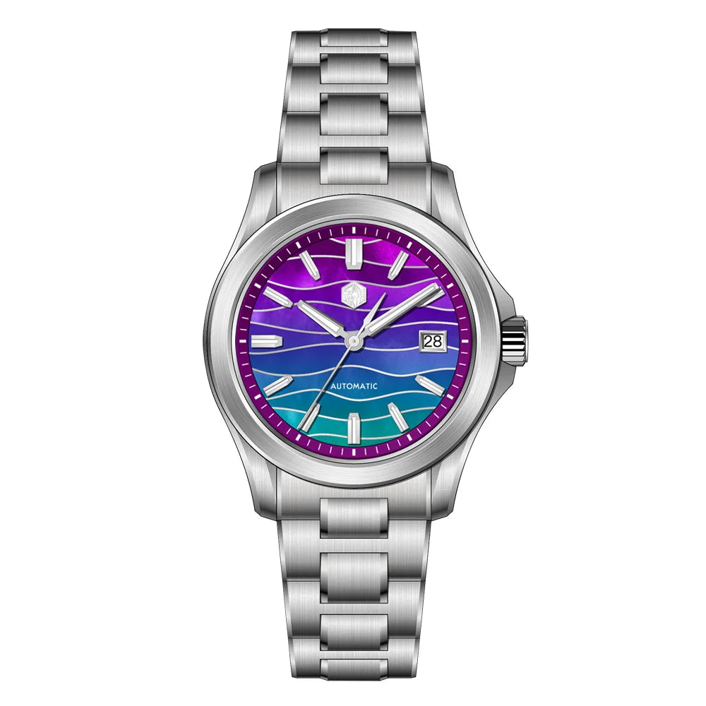 San Martin Official 39mm Guilloche MOP Dial Gada Watch Miyota 9015 Luxury Men's Automatic Mechanical Watches 10 ATM reloj SN0150