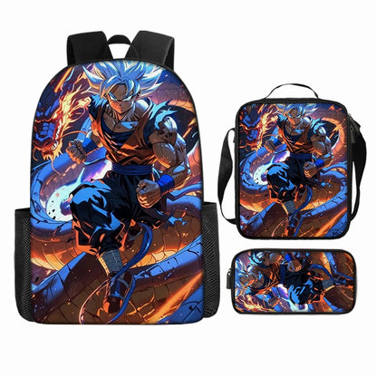 Dragon Ball 3Pcs/Set Backpacks Goku Vegeta Cartoon Print Lunch Bag Pencil Bags Student Casual School Bags Return To School Gift