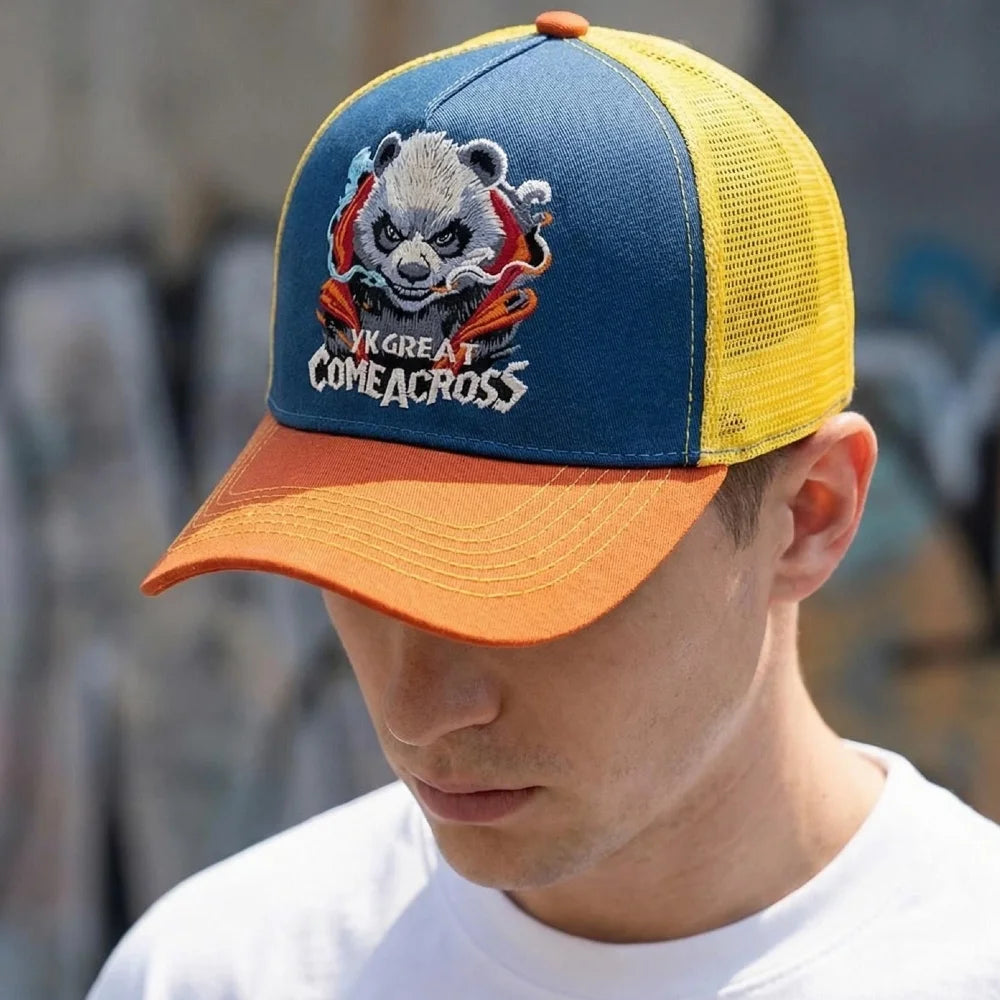 New Style Unisex Cool Panda Embroidered Baseball Cap Chic Trucker Hats For Men Women Breathable Streetwear Summer Outdoor Hat
