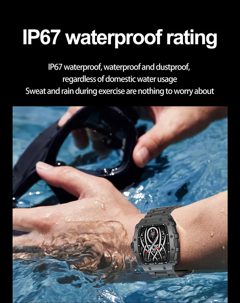 New Trend Smart Watch 1.76 inch AMOLED 3D Dynamic Dial IP67 Waterproof Bluetooth Call NFC Voice Assistant Men Sports Smartwatch