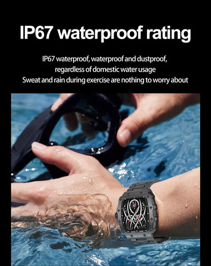New Trend Smart Watch 1.76 inch AMOLED 3D Dynamic Dial IP67 Waterproof Bluetooth Call NFC Voice Assistant Men Sports Smartwatch