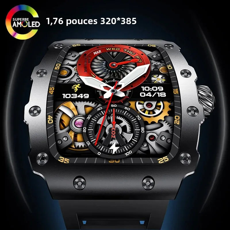 New Trend Smart Watch 1.76 inch AMOLED 3D Dynamic Dial IP67 Waterproof Bluetooth Call NFC Voice Assistant Men Sports Smartwatch