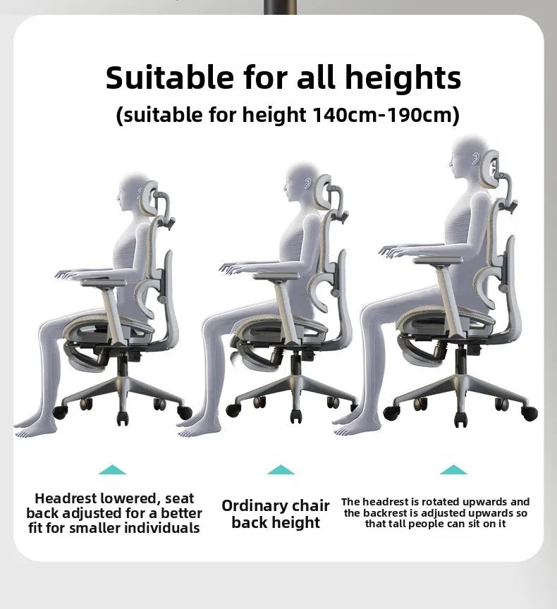 Breathable Ergonomic Office Computer Chair Reclining Gaming Chair  Comfort Lumbar Support  Long Sitting Adjustable Swivel Design