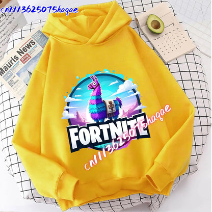 Nova dječja majica s kapuljačom Fortnites s printom crtanog lika iz igre, jesenska ležerna gornja odjeća za djecu, zimska odjeća za dječake
