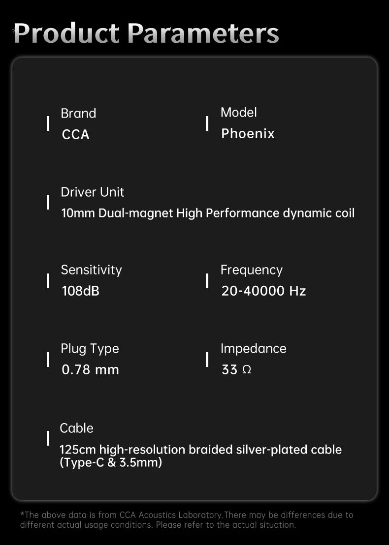 CCA Phoenix Metal Alloy Body 10mm Dual Magnetic Dynamic Coil HIFI Sound Quality In Ear Wired Esports Music Earphones