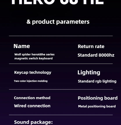 Magnetic Keyboard mechanical Aula Hero68he wired  RGB65% teclados gamer Hot-Swap pc 8000 Hz Polling Rate white clavier mecanique