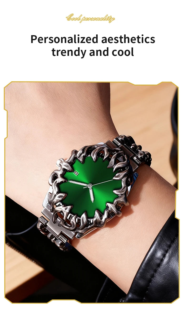 Sports Men Watch Fashion Man Stainless Steel Quartz Movement Red Clock Top Brand Halloween Creative Military Watch for Men reloj