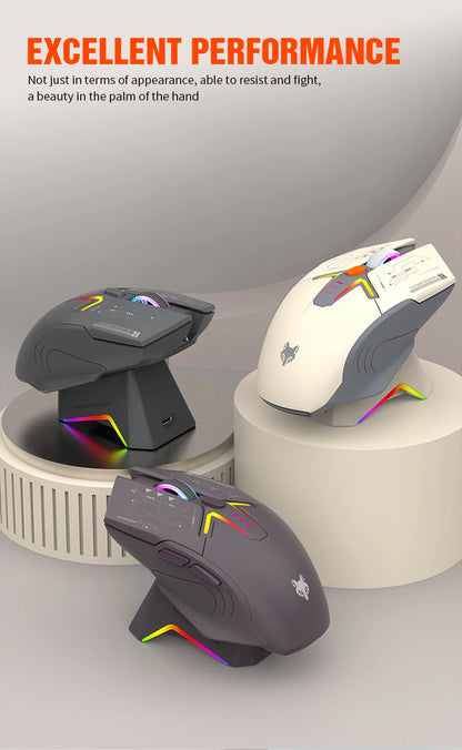 XUNSVFOX H2 trådløs Bluetooth-mus med dual-mode, RGB-lyseffekt, til laptop, gaming og kontor, med magnetisk opladning