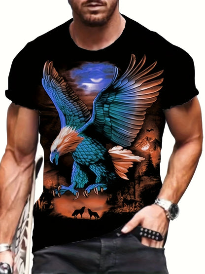 Fashion Eagle Grafik-T-Shirts Luxus-T-Shirt Sommer-T-Shirts für Herren Freizeit-Oberteile Kurzarm-T-Shirt 3D-Druck Herrenbekleidung