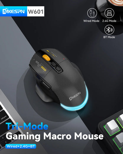 Bezdrátová herní myš Bluetooth, kabelová/bezdrátová RGB myš s 12800 DPI a 7 programovatelnými tlačítky, pro PC, notebook, gaming