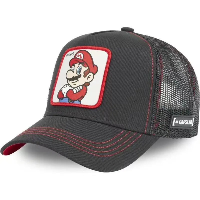 Bandai Super Mario letter embroidered baseball cap for both men and women, sunshade and sun protection duckbill cap cotton