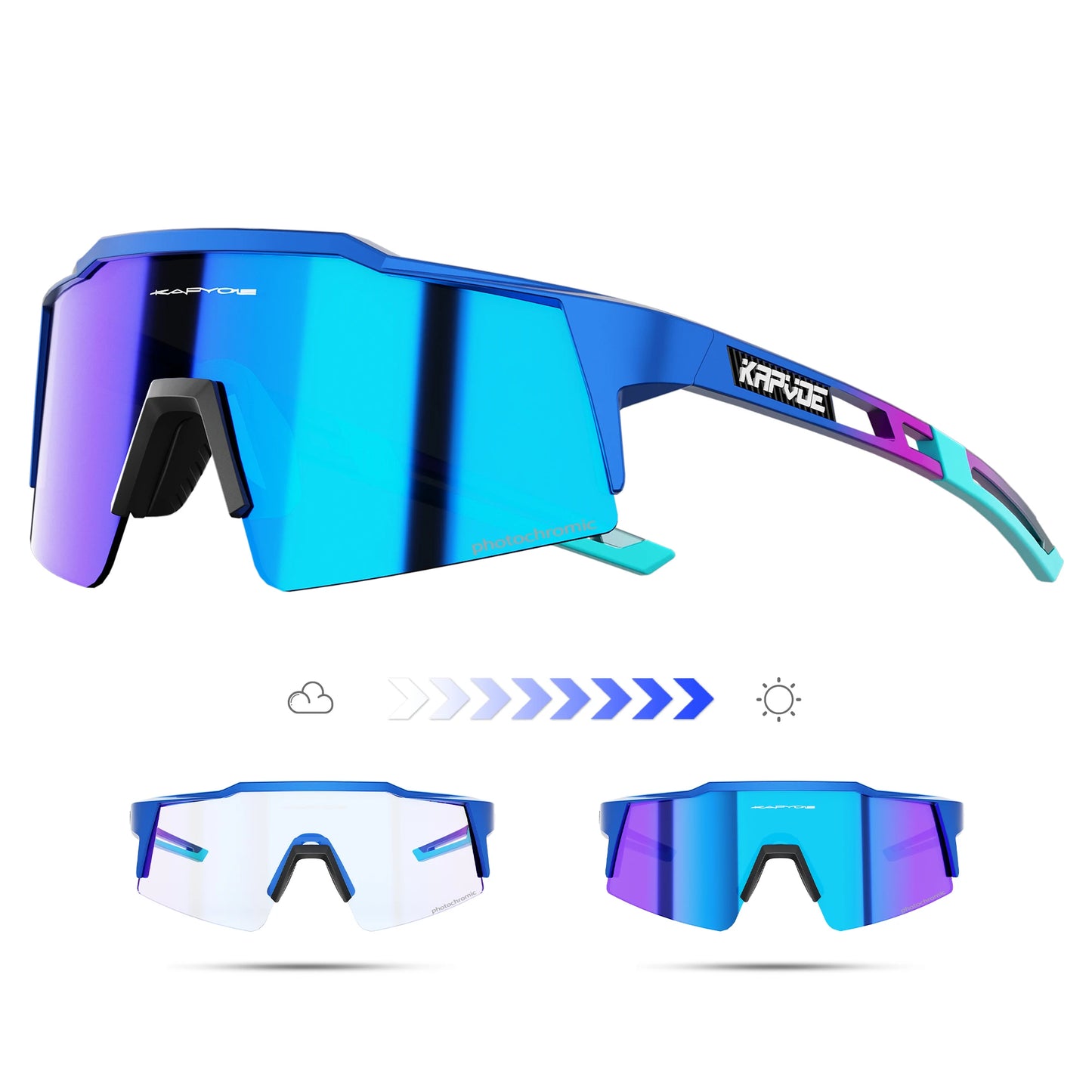 Kapvoe Photochromic Cycling Sunglasses Men Glasses Fashion Mountain Bicycle Outdoor Road Riding Goggles Eyewear Sports MTB Bike