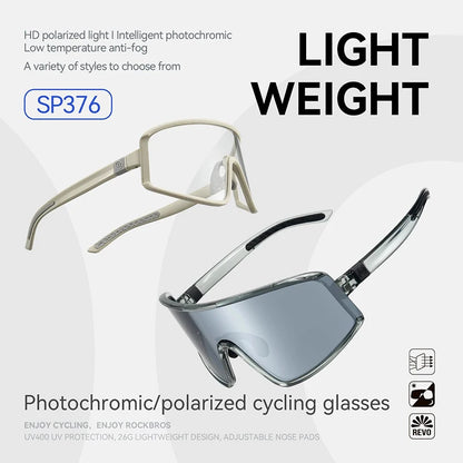 ROCKBROS Cycling Glasses Polarized Photochromic Anti-Fog Sunglasess Windproof Goggles Sport MTB Road Bike Shades