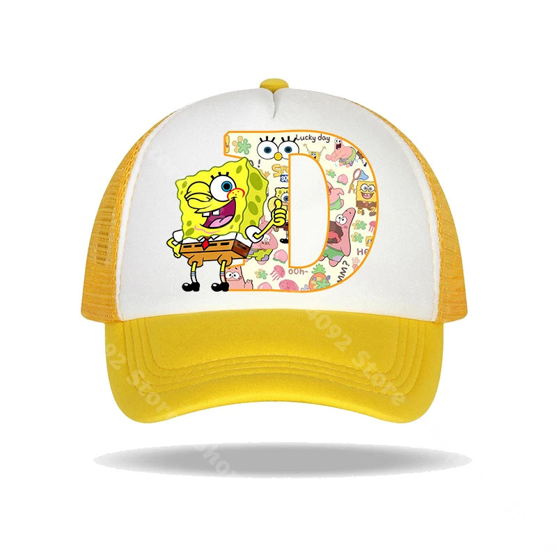 SpongeBob SquarePants basebollkeps för barn och vuxna med bokstavstryck, solhattar, anime, tecknad film, justerbara kepsar med skärm, sommarhattar, vardagshattar, ny
