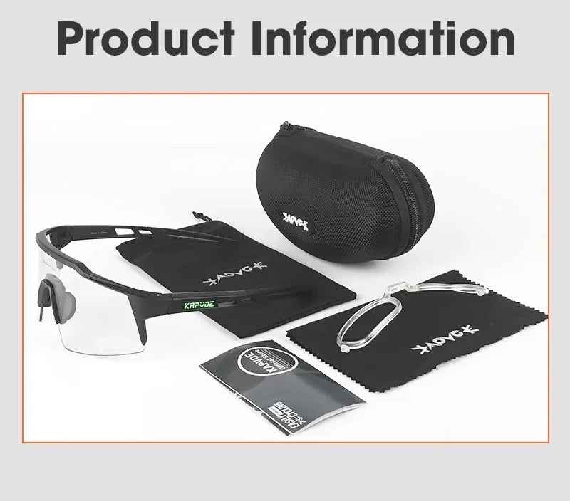 KAPVOE Photochromic Cycling Sunglasses for Men Glasses Fashion Mountain Bicycle Road Speed Cool Goggles Sports MTB Bike Eyewear