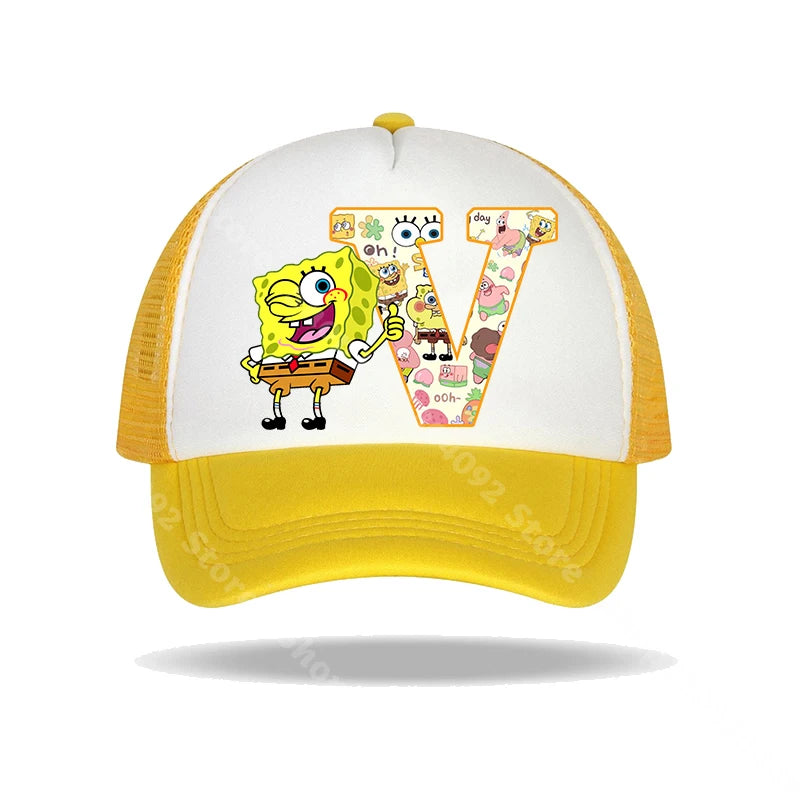 SpongeBob SquarePants basebollkeps för barn och vuxna med bokstavstryck, solhattar, anime, tecknad film, justerbara kepsar med skärm, sommarhattar, vardagshattar, ny