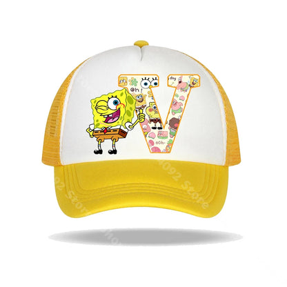 SpongeBob SquarePants basebollkeps för barn och vuxna med bokstavstryck, solhattar, anime, tecknad film, justerbara kepsar med skärm, sommarhattar, vardagshattar, ny