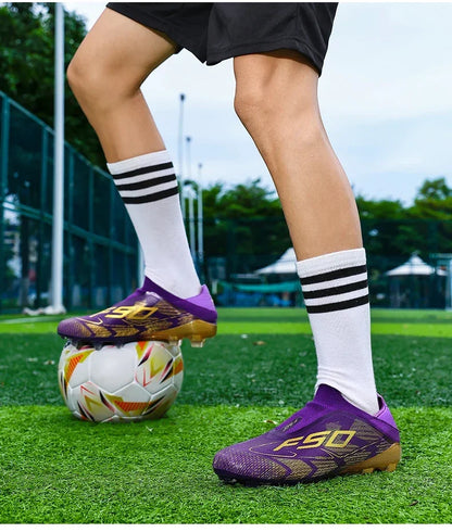 Nouvelles chaussures de football pour hommes, baskets de match, crampons de gazon antidérapants de haute qualité, chaussures de football d'extérieur pour garçons, chaussures de football montantes légères
