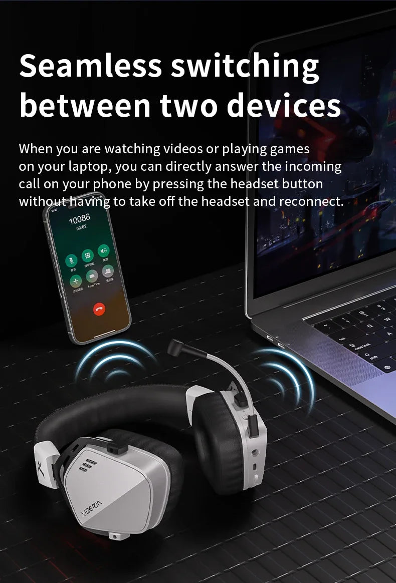 XIBERIA Wireless Gaming Headphones K03S Pro 7.1 Surround Sound 2.4GHz 4 Mode Headsets Gamer 2000mAh Battery Low Latency IEM