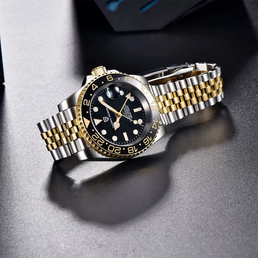 Man Watch PAGANI DESIGN GMT Men Mechanical WristWatch Luxury Sapphire Glass Waterproof 40mm Automatic Watch for Men Reloj Hombre
