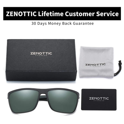 ZENOTTIC Polarized Sunglasses for Men Shades Lightweight TR90 Frame UV400 Protection Square Outdoor Trave Driving Sun Glasses